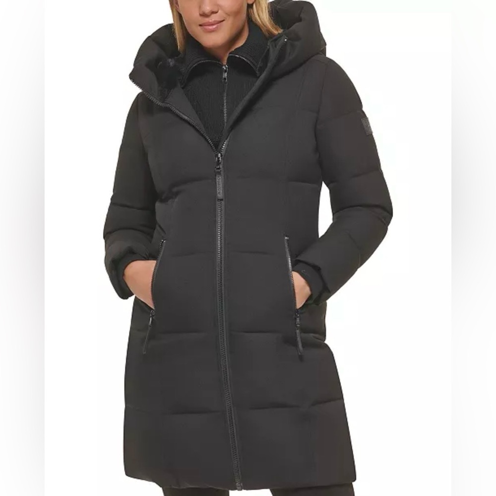 Calvin Klein Women’s Stand Collar Hooded Puffer Coat